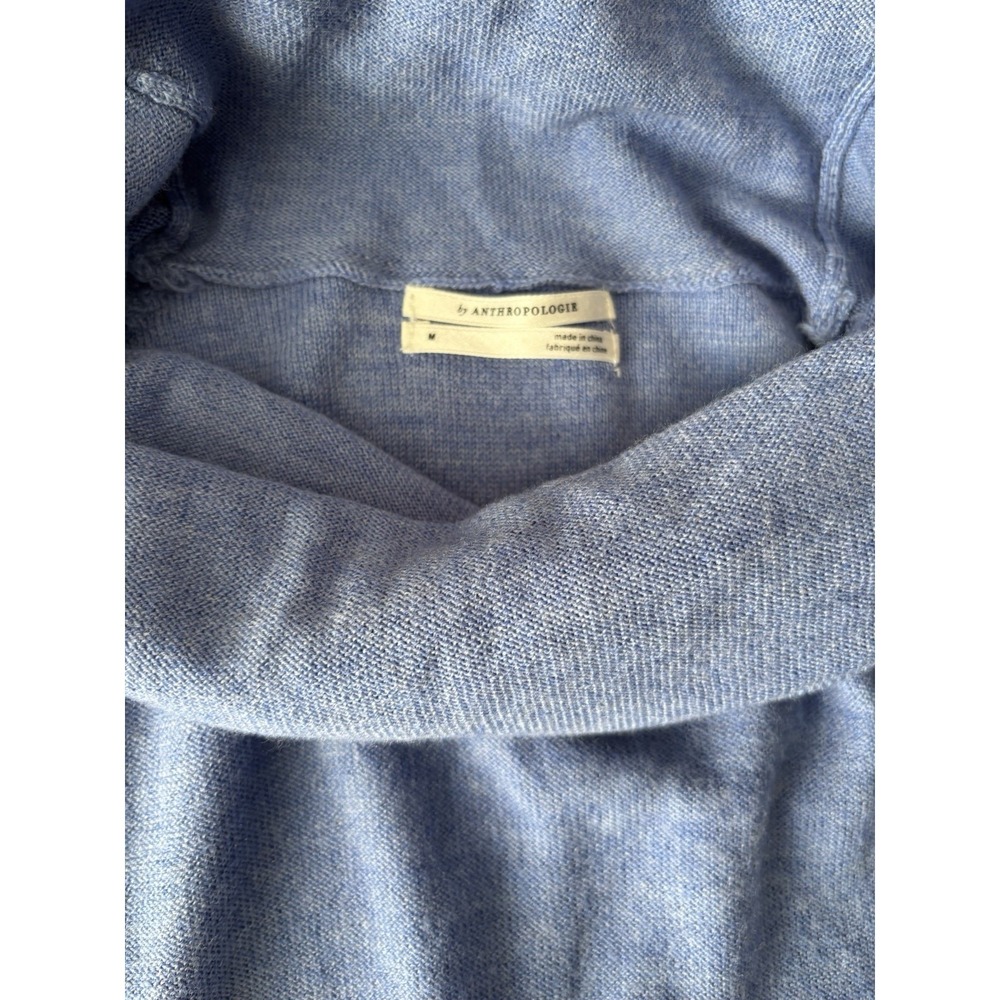 Anthropologie Sweater Womens Medium Blue Merino Wool‎ Sweatshirt Cowl Neck - Picture 2 of 8